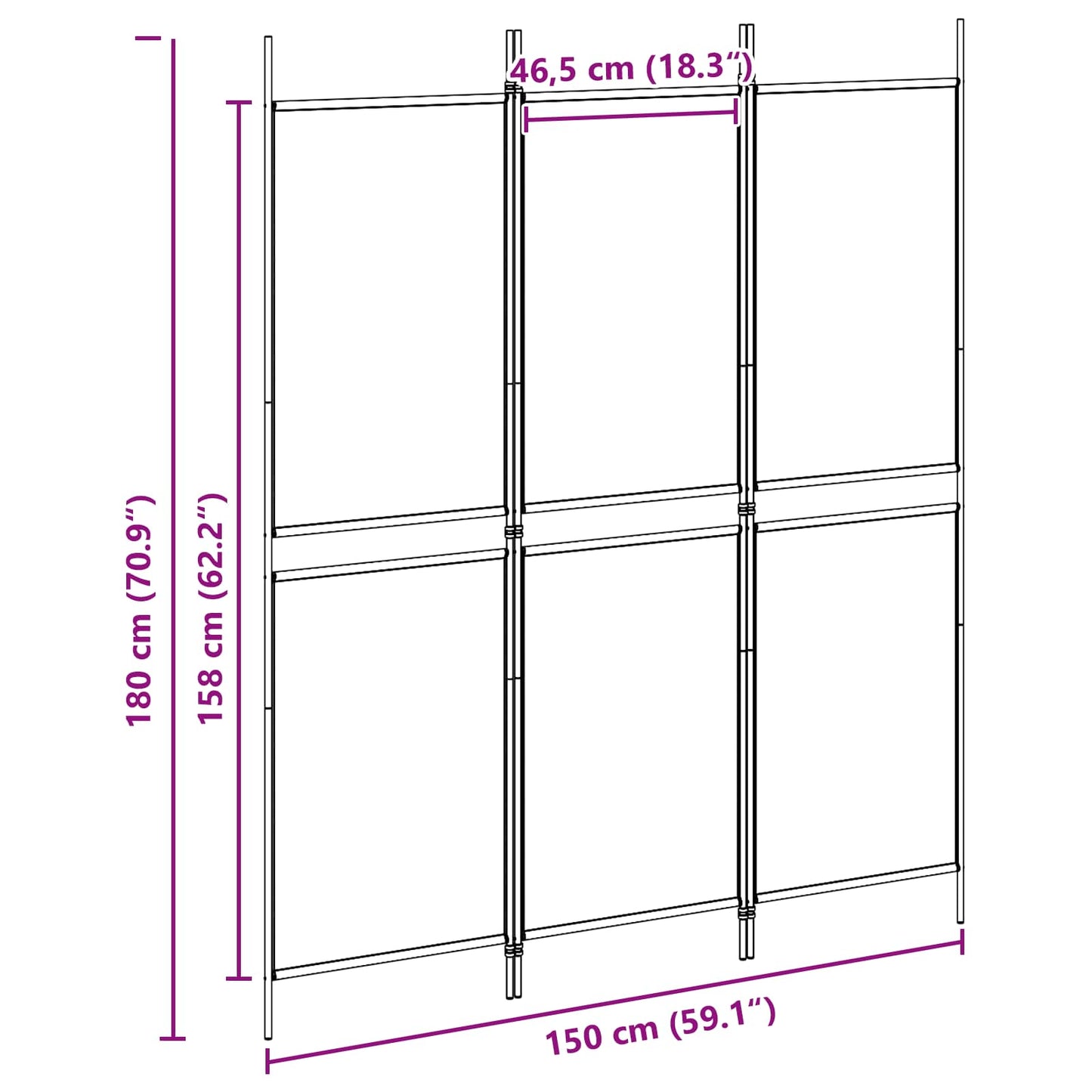 3-panel Rumdeler Stof - Billede 8