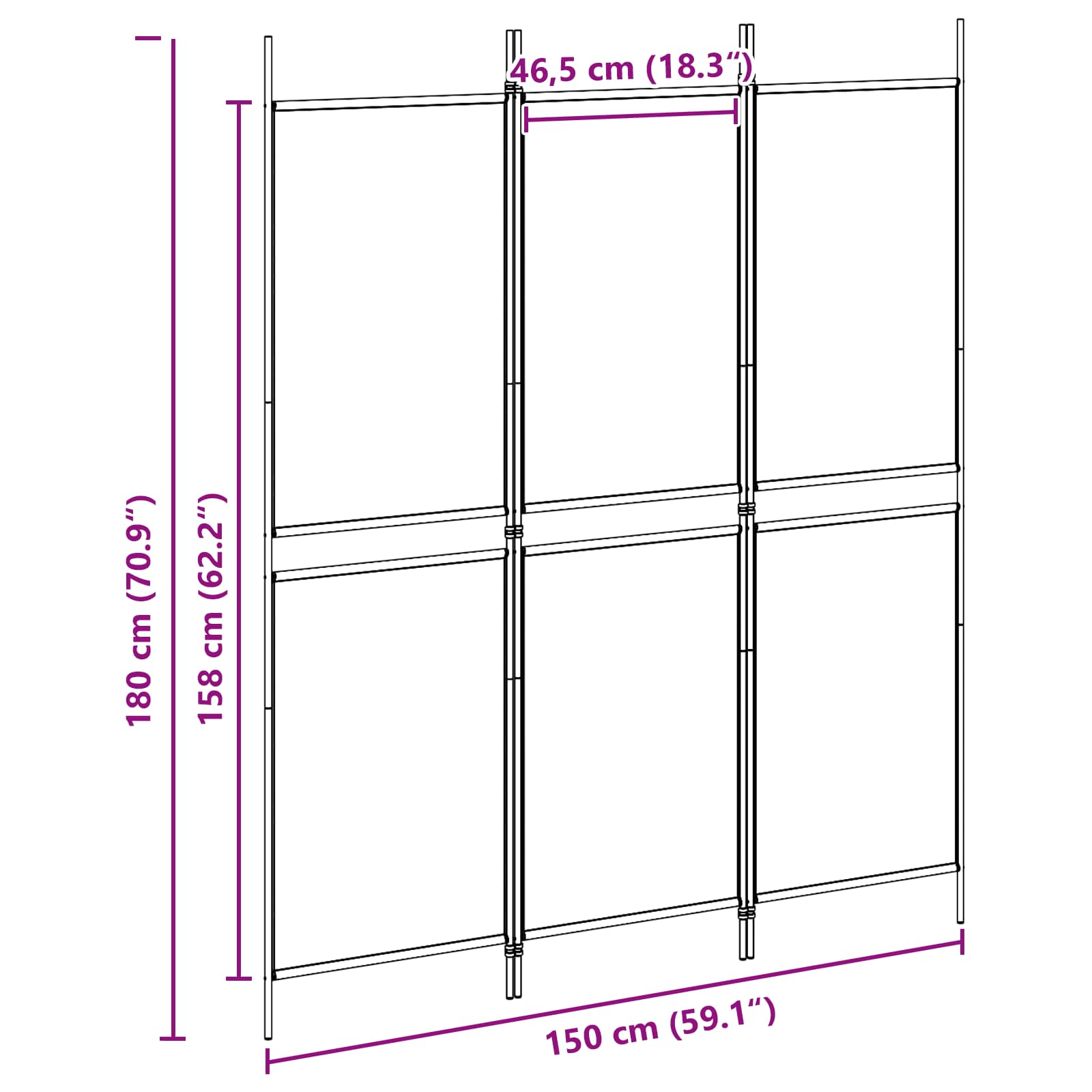 3-panel Rumdeler Stof - Billede 8