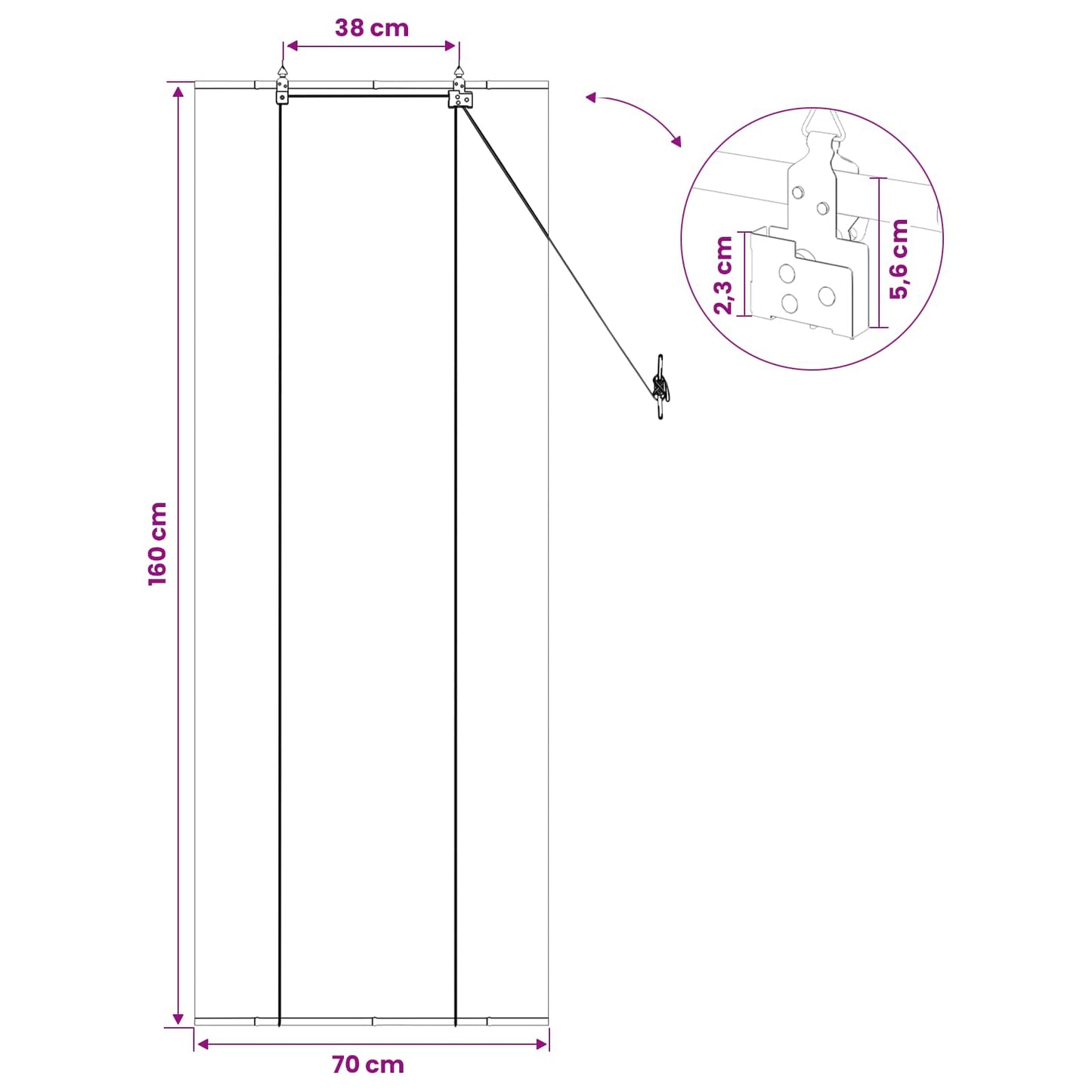 Rullegardin 70 X 160 Cm Bambus - Billede 7