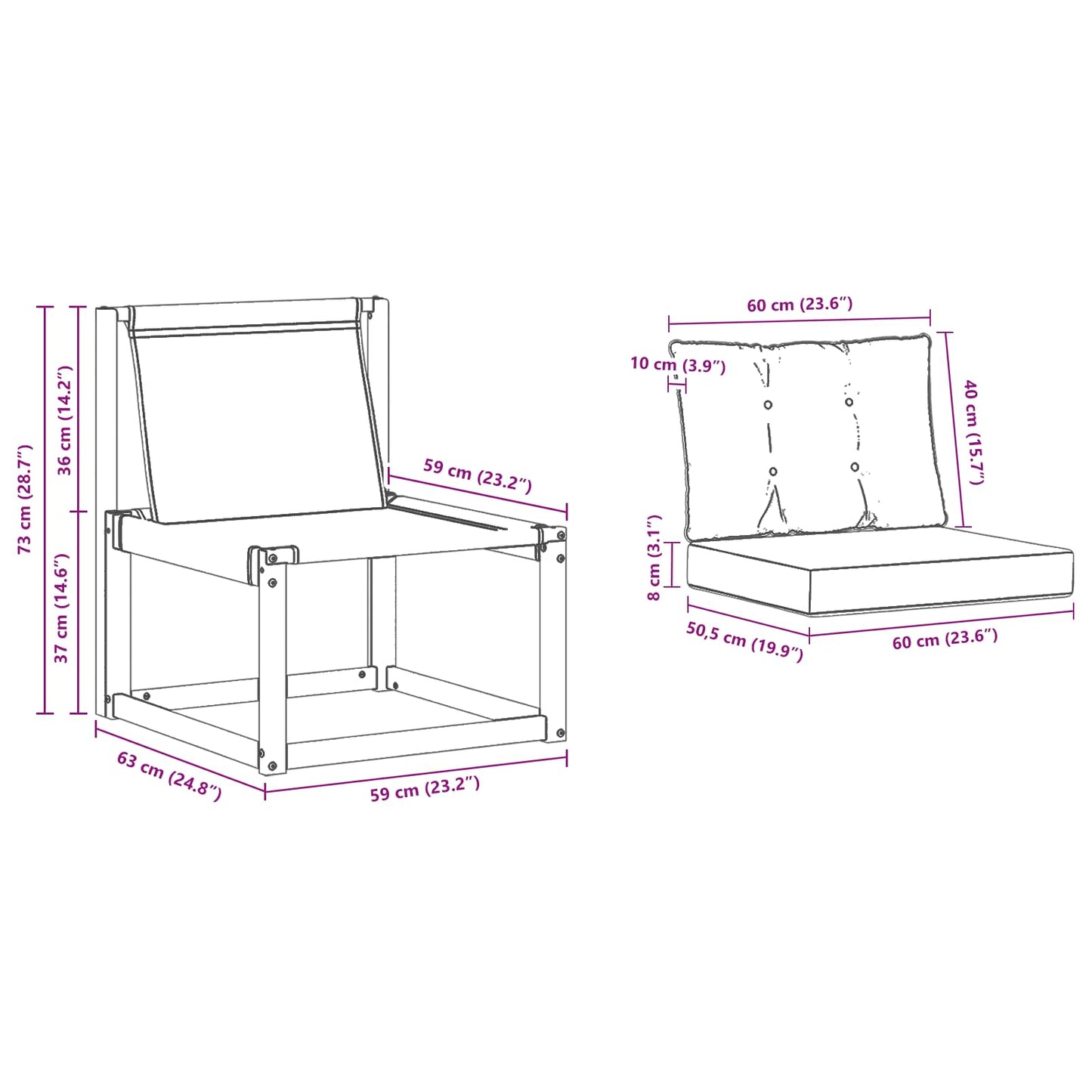 Udendørs Sofa Massivt Akacietræ - Billede 10