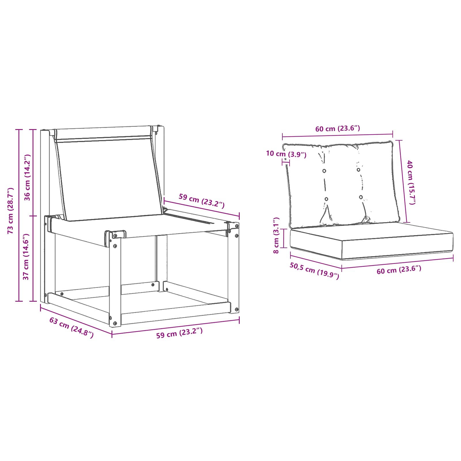 Udendørs Sofa Massivt Akacietræ - Billede 10