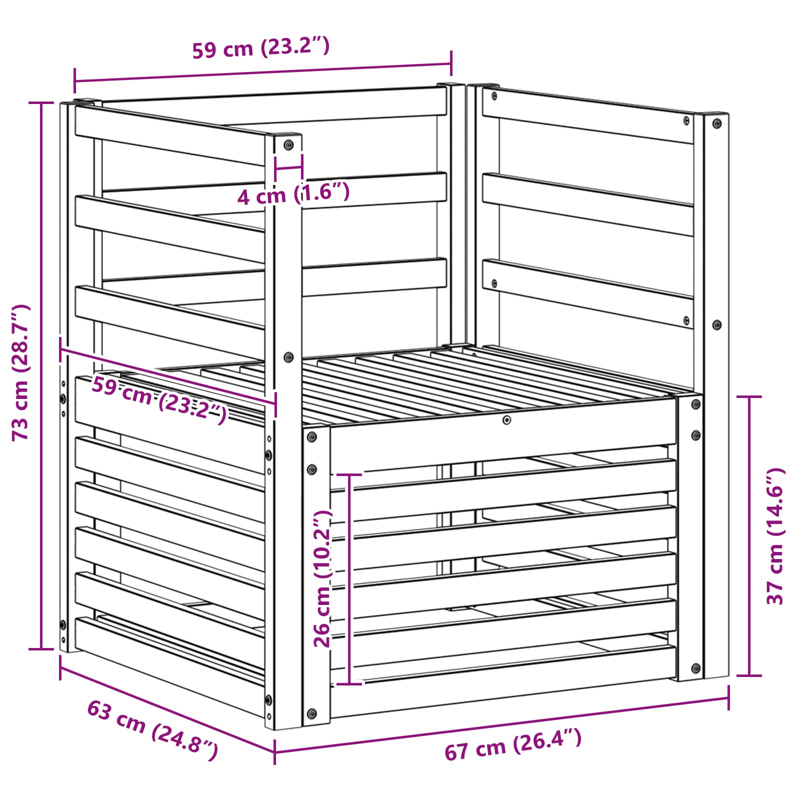 Udendørs Sofagruppe 67 X 63 X 73 Cm - Billede 7