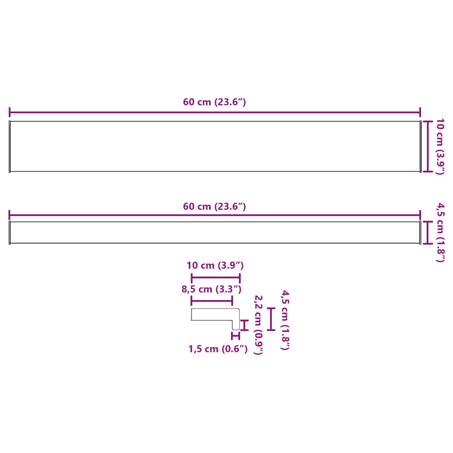 Vindueskarm 60 X 10 X 4,5 Cm Pvc - Billede 8