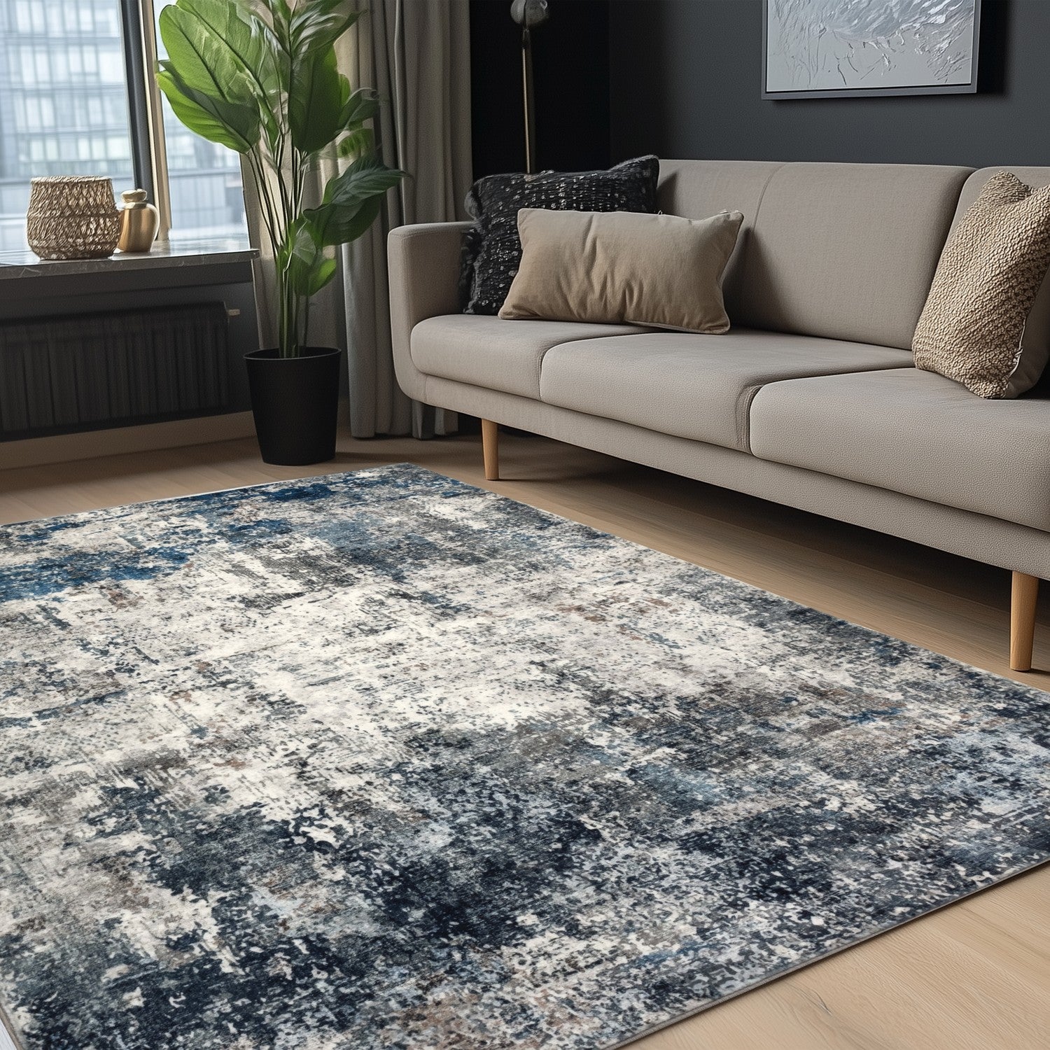 Elegantica 328 Tæppe Abstrakt Akvareldesign I Blå - Billede 5