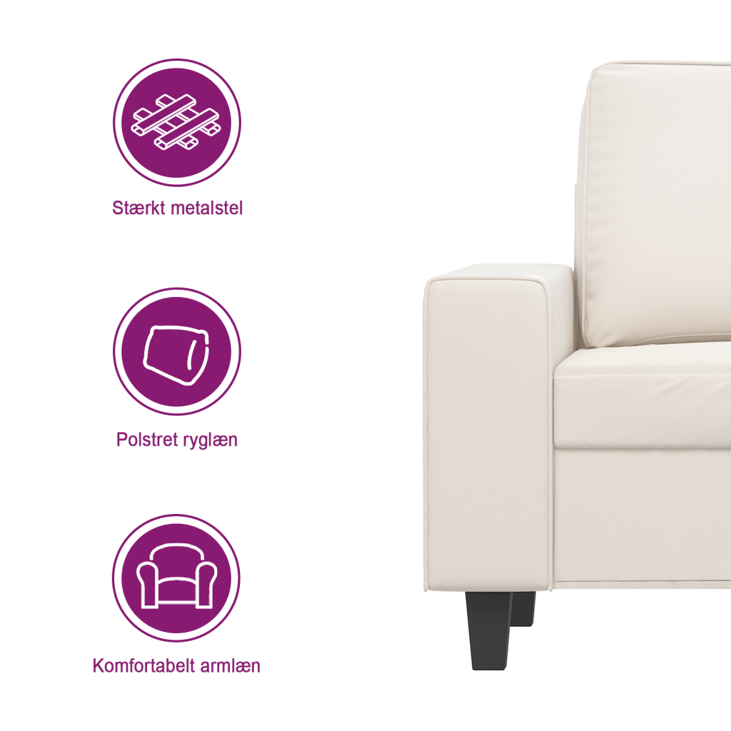 3-personers Sofa 210 Cm Mikrofiberstof Beige - Billede 9
