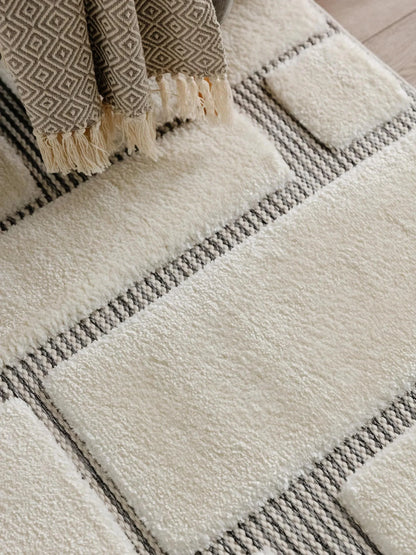 LUNA Creme Grå Tæppe - Billede 3