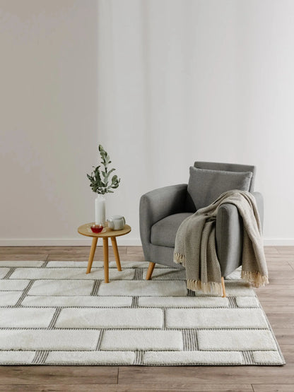 LUNA Creme Grå Tæppe - Hovedbillede