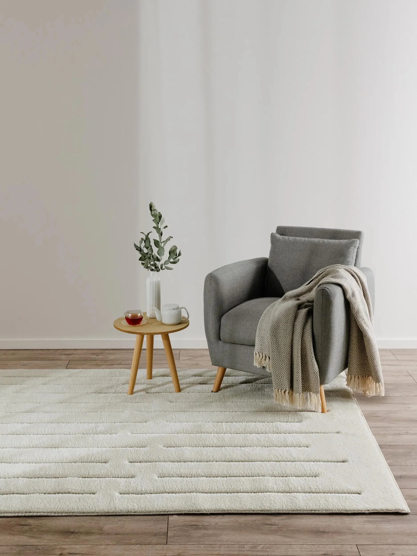 LUNA Creme Tæppe - Hovedbillede