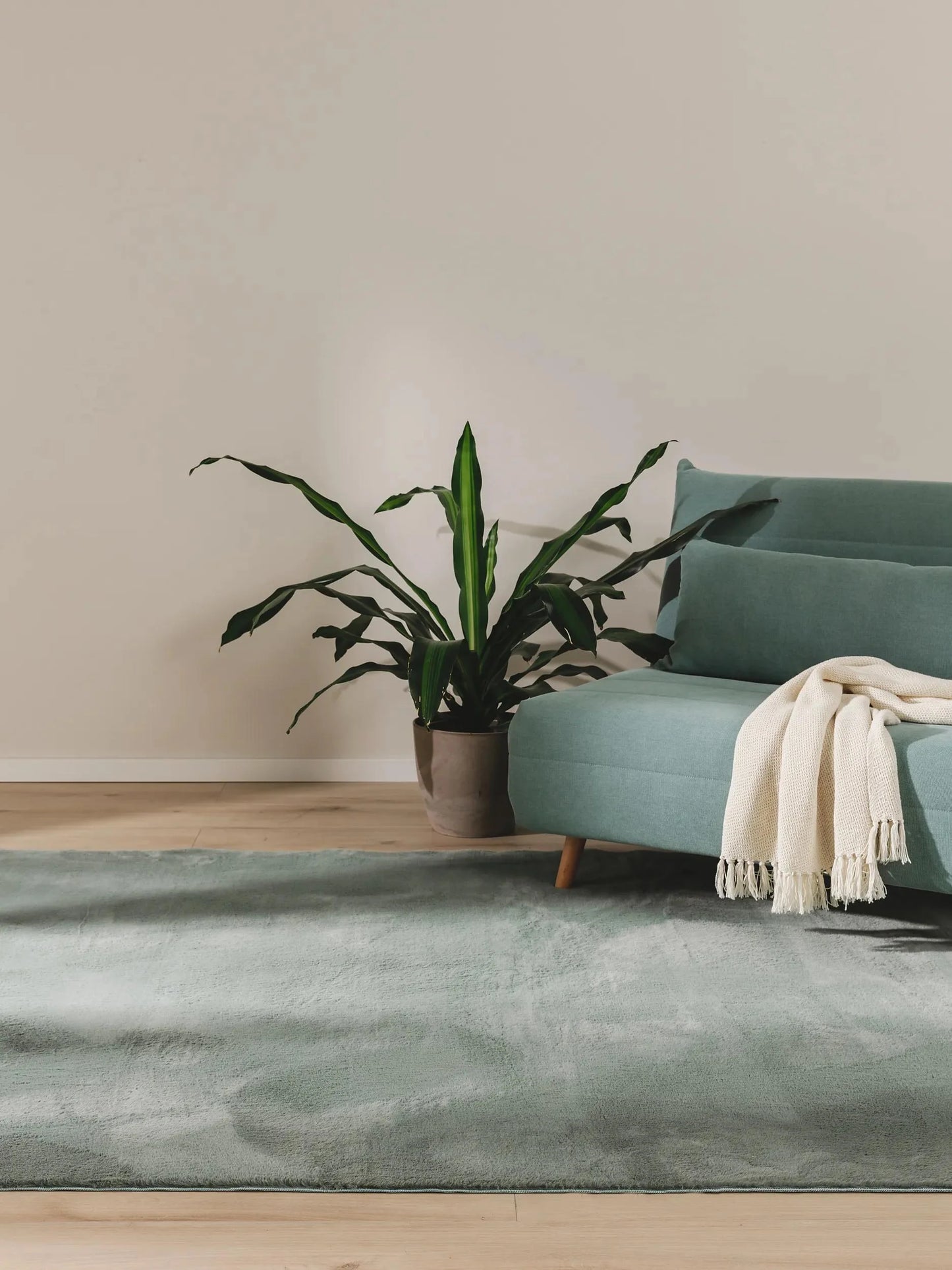 COZY Grøn Pels Tæppe - Hovedbillede