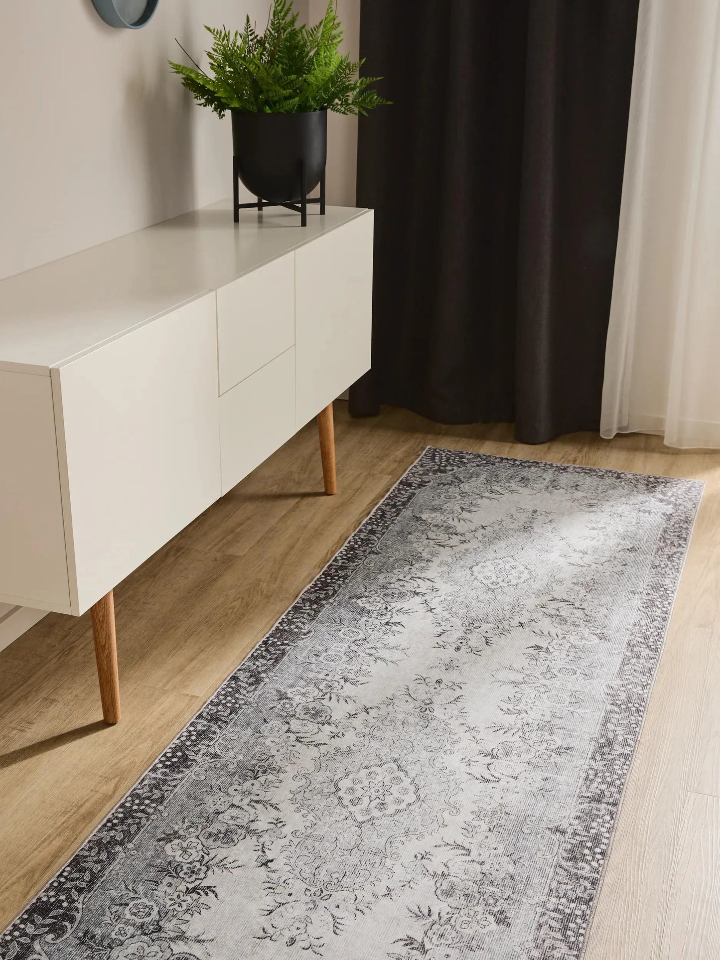 ATLAS Sort Grå Vaskbart Tæppe