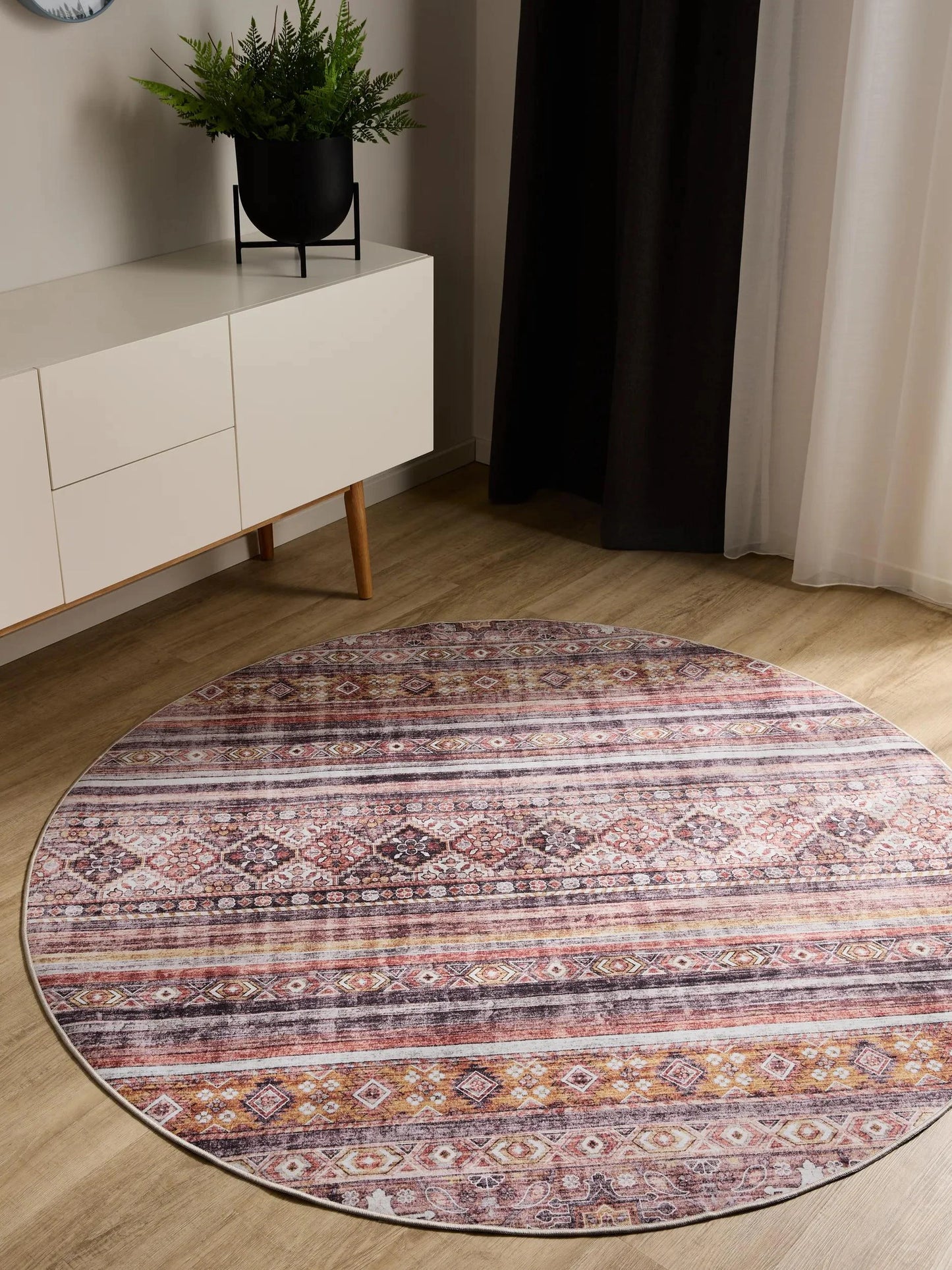 ATLAS Flerfarvet Pink Vaskbart Tæppe