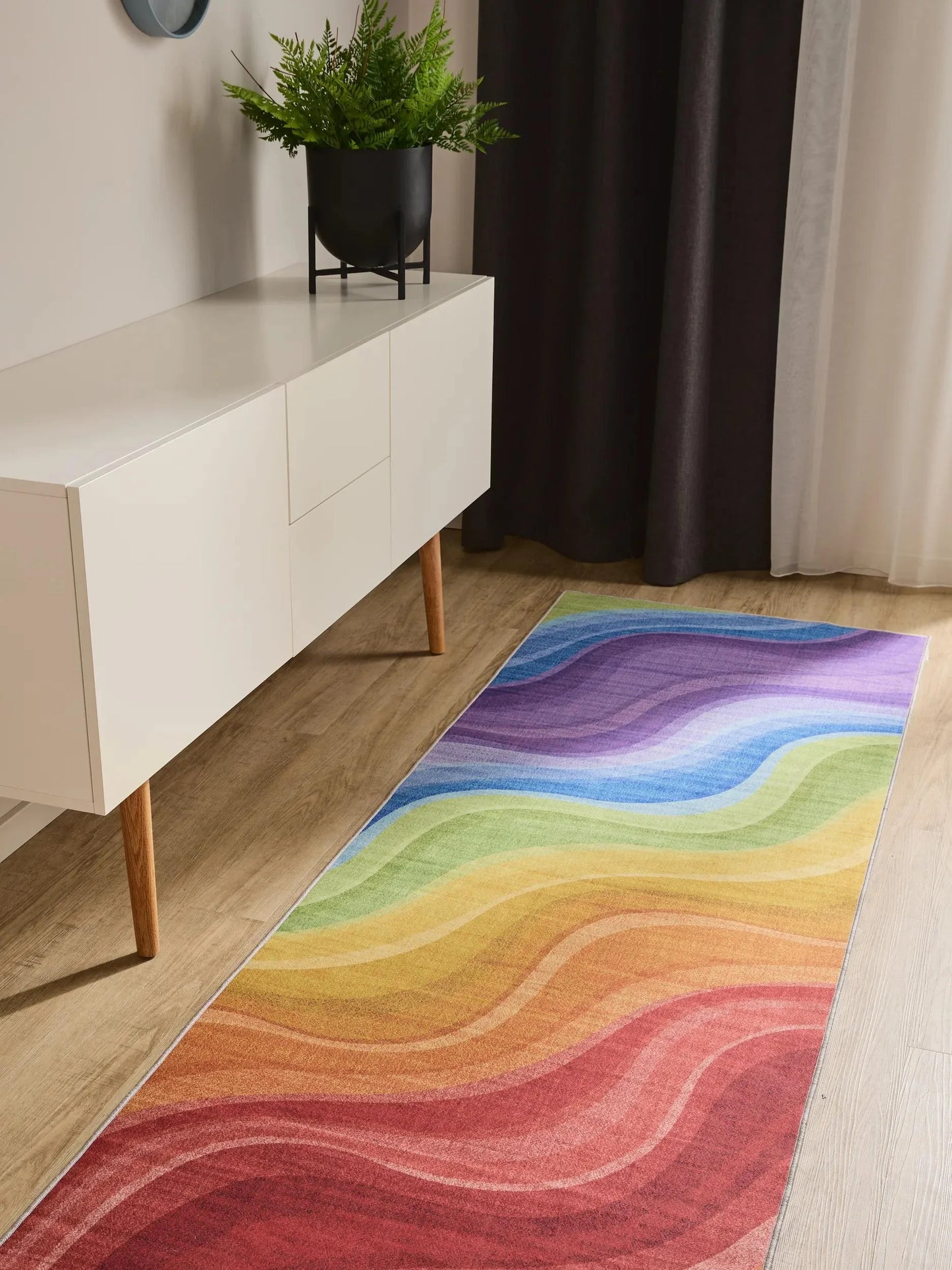 ATLAS Flerfarvet Lilla Vaskbart Tæppe