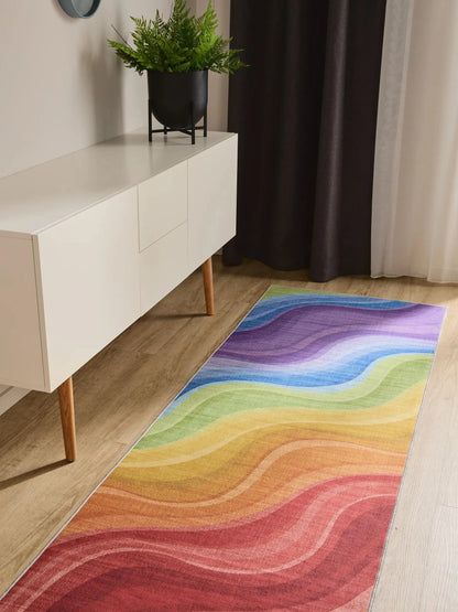 ATLAS Flerfarvet Lilla Vaskbart Tæppe