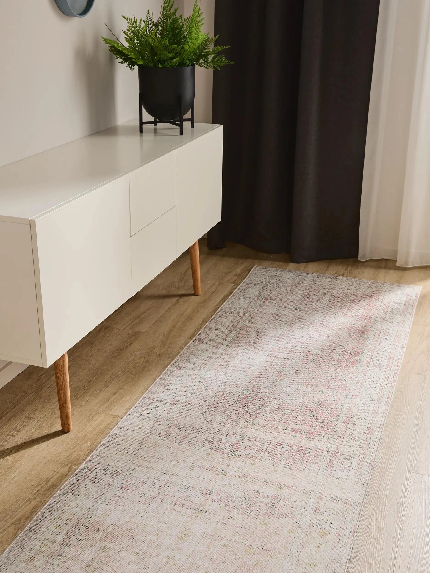 ATLAS Beige Rosa Vaskbart Tæppe