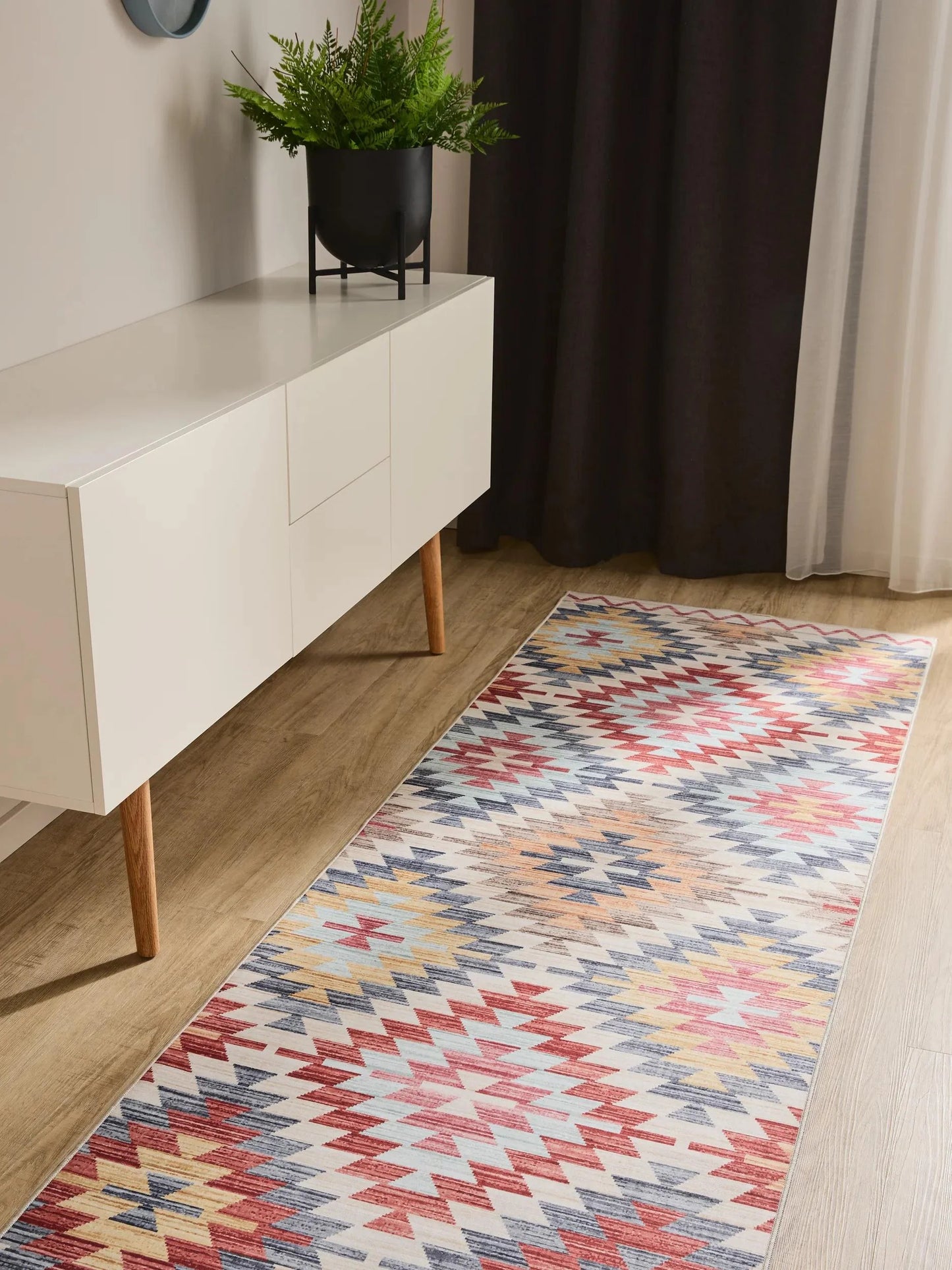 ATLAS Flerfarvet Beige Vaskbart Tæppe