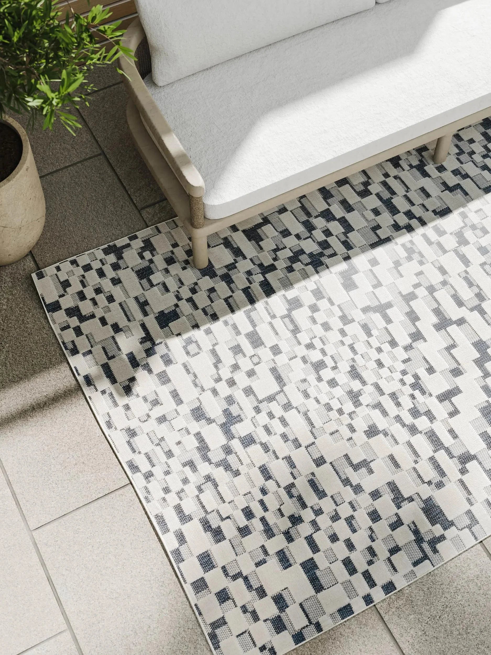 ZORRO Hvid Blå Indendørs- Og Udendørs Tæppe - Billede 3
