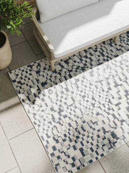 ZORRO Hvid Blå Indendørs- Og Udendørs Tæppe - Billede 3