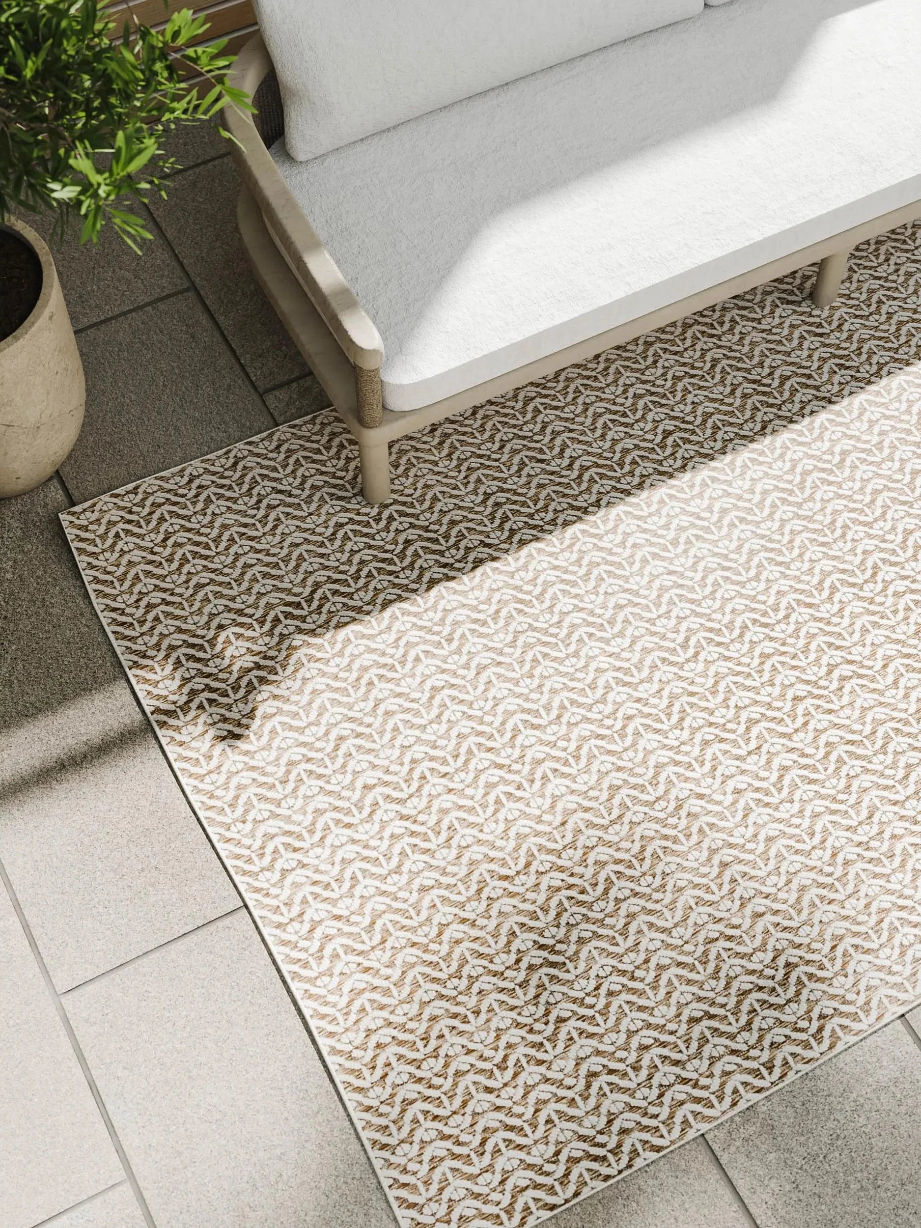 ZORRO Creme/Beige Indendørs- Og Udendørs Tæppe - Billede 3