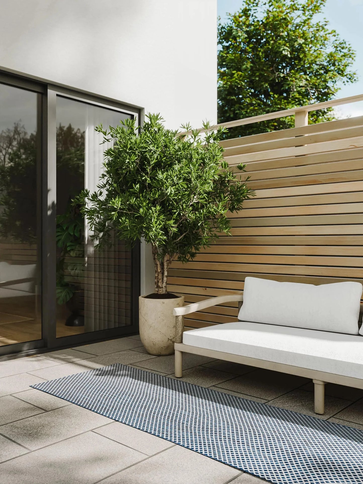 SKY Blå Indendørs- Og Udendørs Tæppe