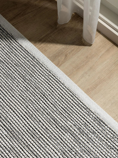 DUKE Beige Sort Bomuld Tæppe - Billede 3