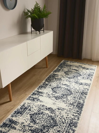 KIRA Creme/Blå Tæppe