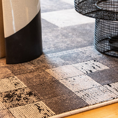 Elles 214 Tæppe Med Patchwork Udtryk Og Viskoseoverflade - Billede 3