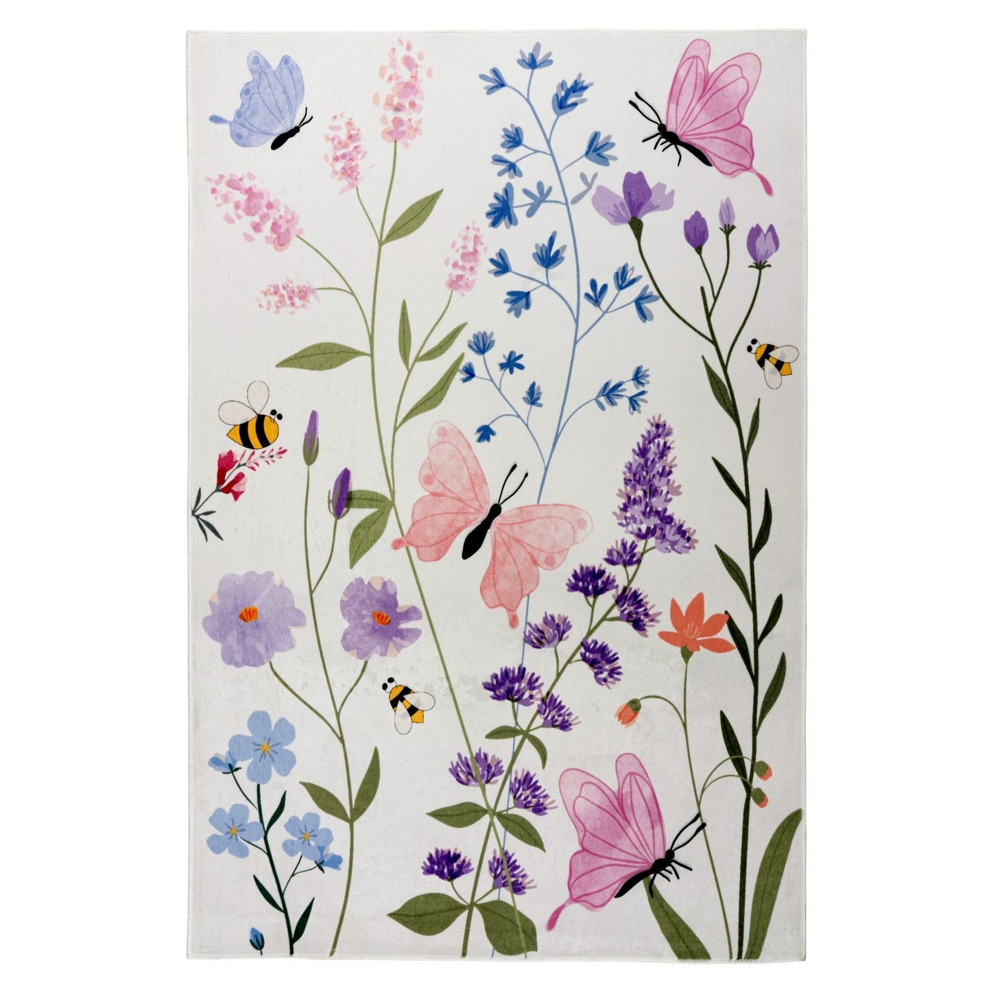 Wonder 134 Hebe Flerfarvet Tæppe Med Blomster Og Sommerfuglemotiv - Hovedbillede