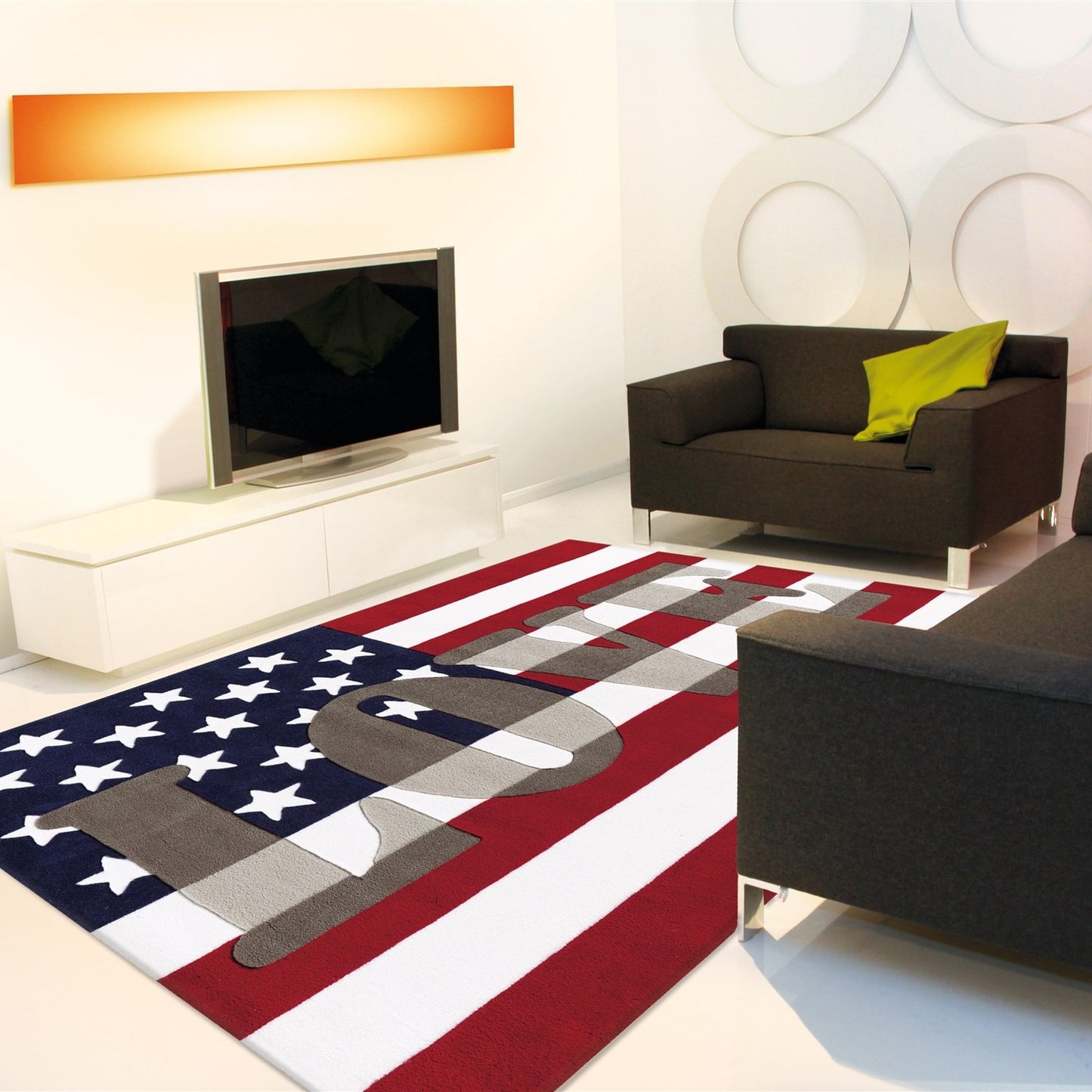 Joy 4129 USA Tæppe Med Flerfarvet Motiv - Billede 2
