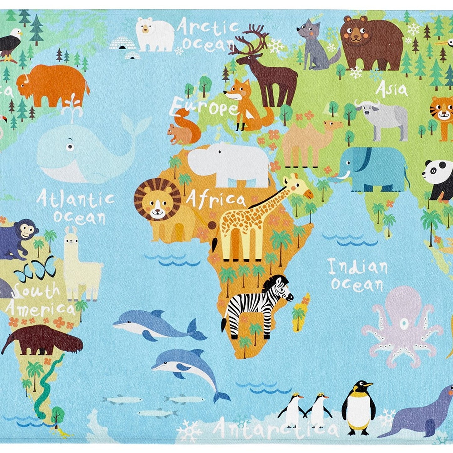 Sympathy Kids 243 World Map Børnetæppe Med Verdenskort - Variant DNZGU-80-120