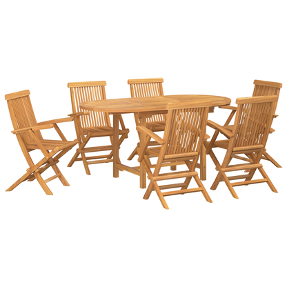 7 Stk Have Spisesæt Solid Træ Teak