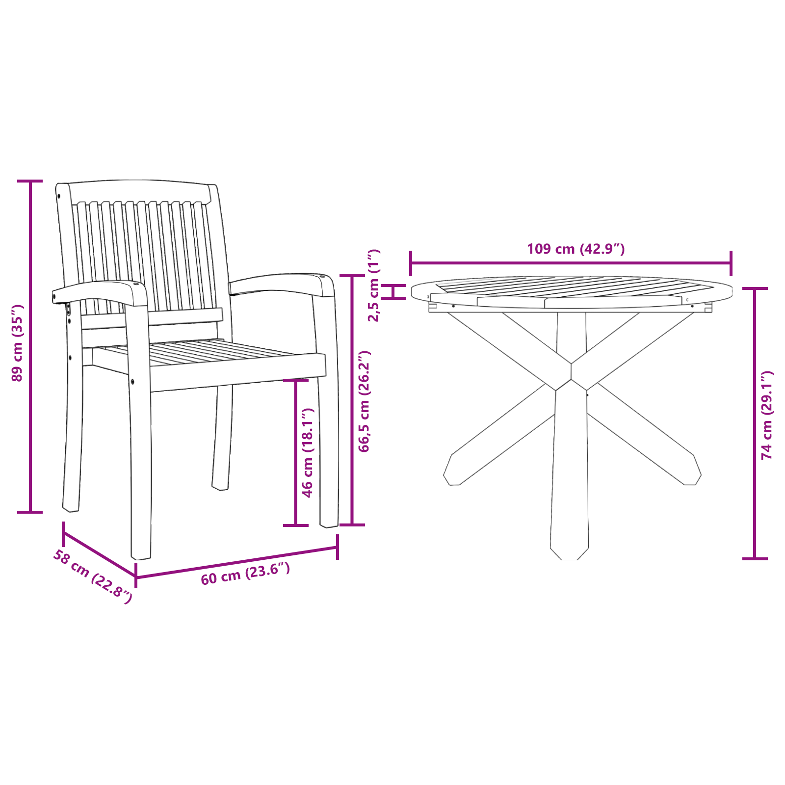 Have Spisebordssæt 3 Pcs Brun 109 X 109 X 74 Cm - billede 10