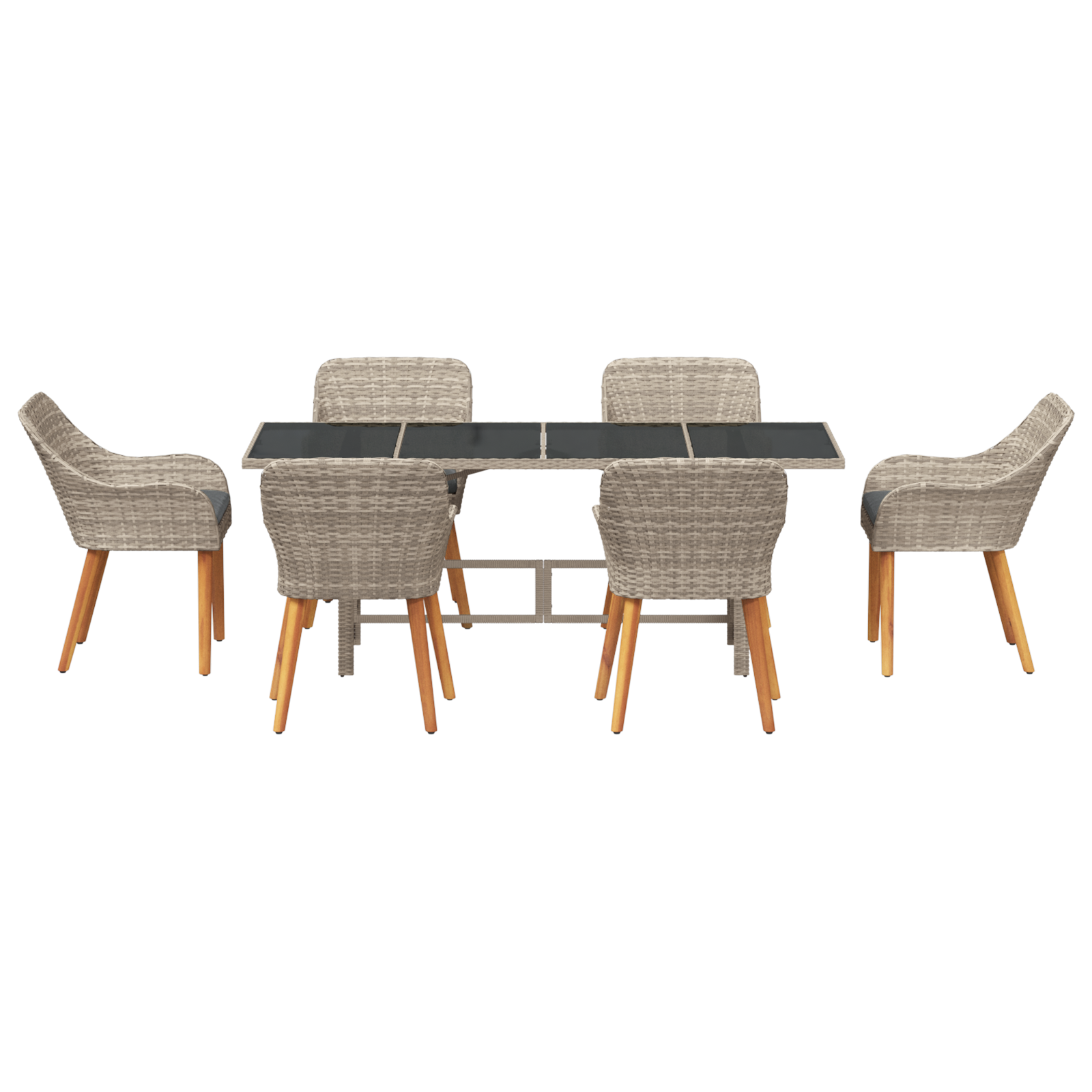 Udendørs Spise Sæt 7 Pcs Lysegrå 190 X 80 X 74 Cm - billede 7