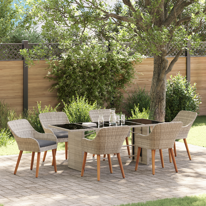 Udendørs Spise Sæt 7 Pcs Lysegrå 190 X 80 X 74 Cm - hovedbillede
