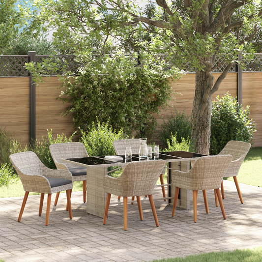 Udendørs Spise Sæt 7 Pcs Lysegrå 190 X 80 X 74 Cm - hovedbillede