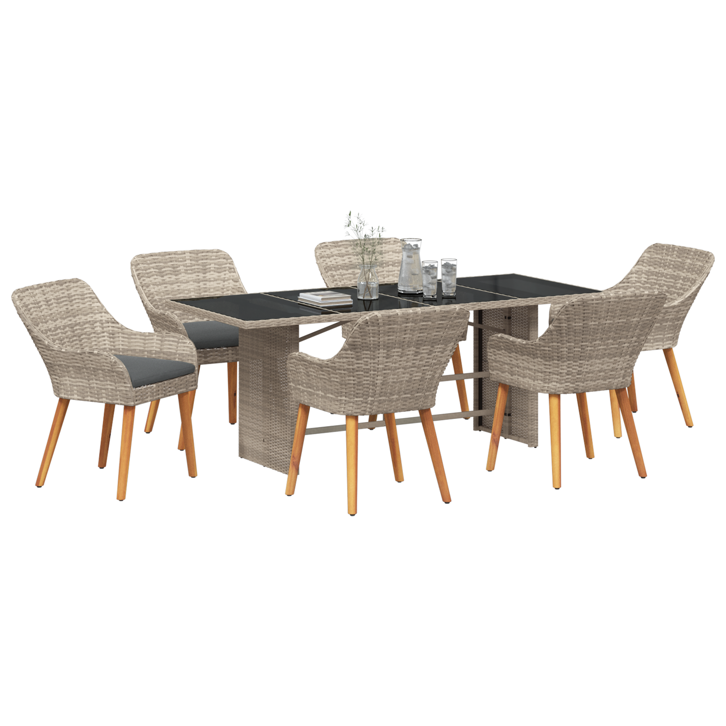 Udendørs Spise Sæt 7 Pcs Lysegrå 190 X 80 X 74 Cm - billede 3