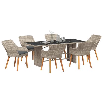 Udendørs Spise Sæt 7 Pcs Lysegrå 190 X 80 X 74 Cm - billede 3