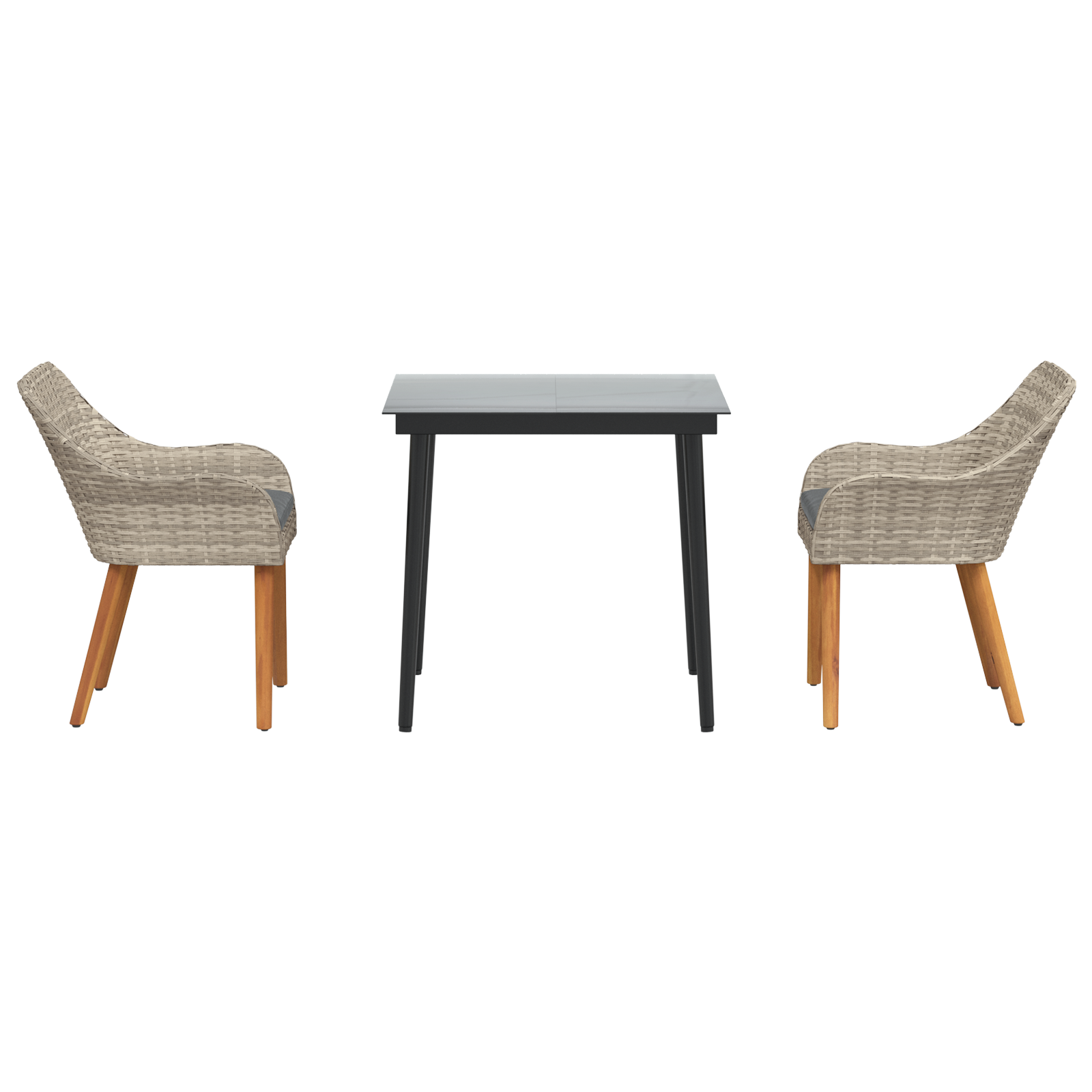 Spisestuesæt 3 Pcs Lys Grå og Sort 80 Cm X 80 Cm - billede 7