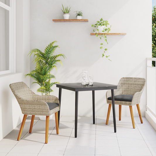 Spisestuesæt 3 Pcs Lys Grå og Sort 80 Cm X 80 Cm - hovedbillede