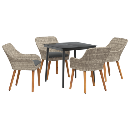 Spisestuesæt 5 Pcs Lys Grå og Sort 80 Cm X 80 Cm - billede 2