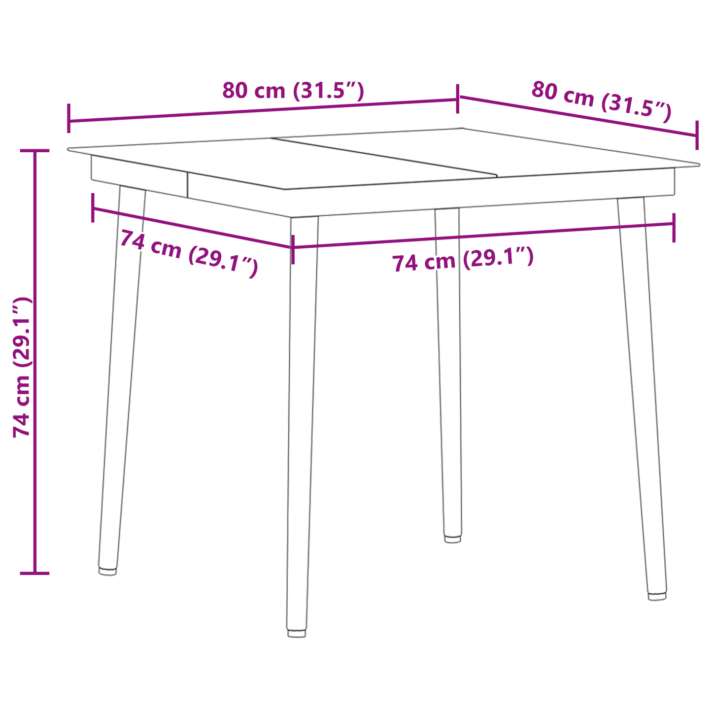 Spisestuesæt 5 Pcs Lys Grå og Sort 80 Cm X 80 Cm - billede 13