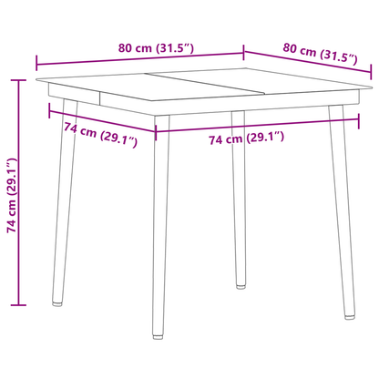 Spisestuesæt 5 Pcs Lys Grå og Sort 80 Cm X 80 Cm - billede 13