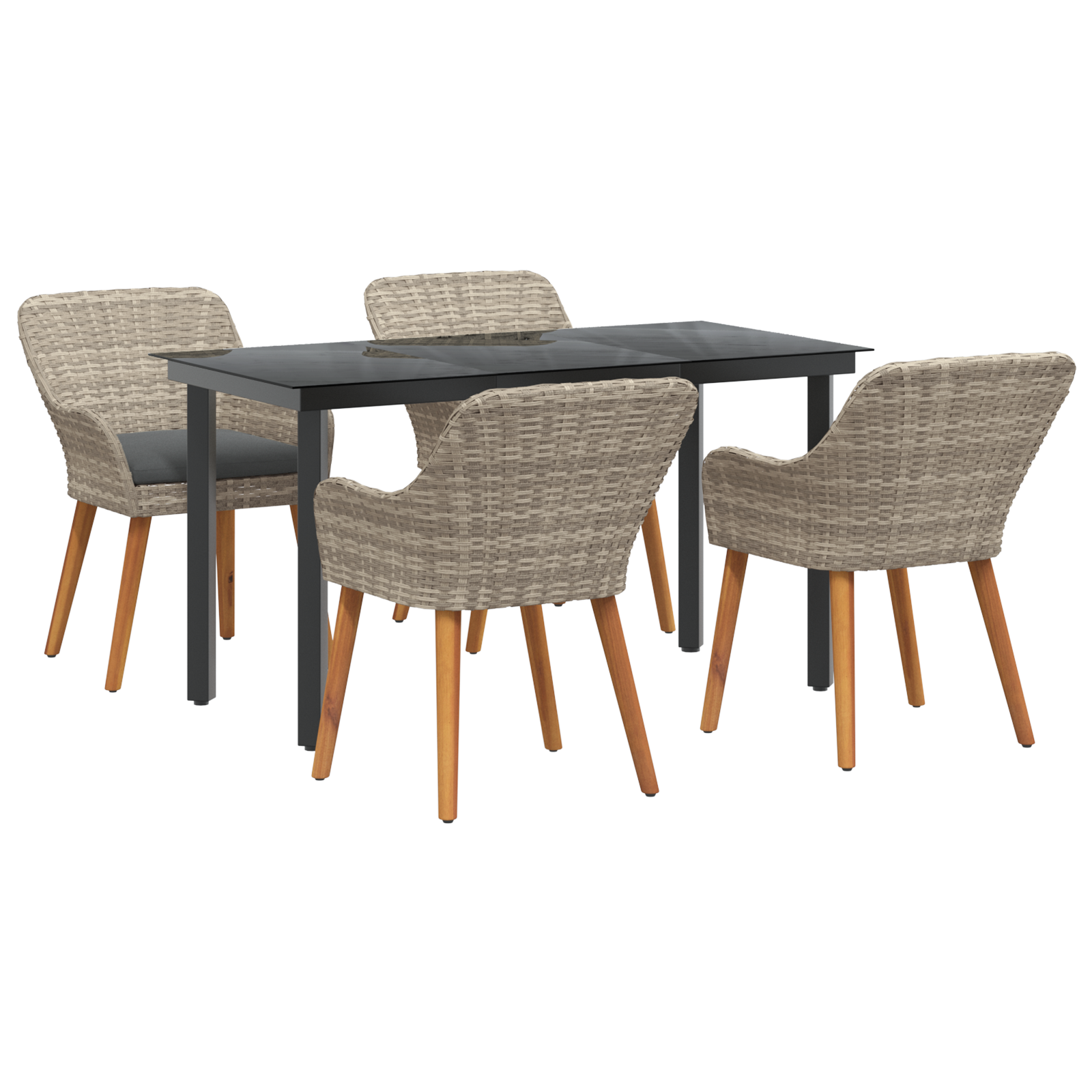 Spisestuesæt 5 Pcs Lys Grå og Sort 140 X 70 X 74 Cm - billede 2