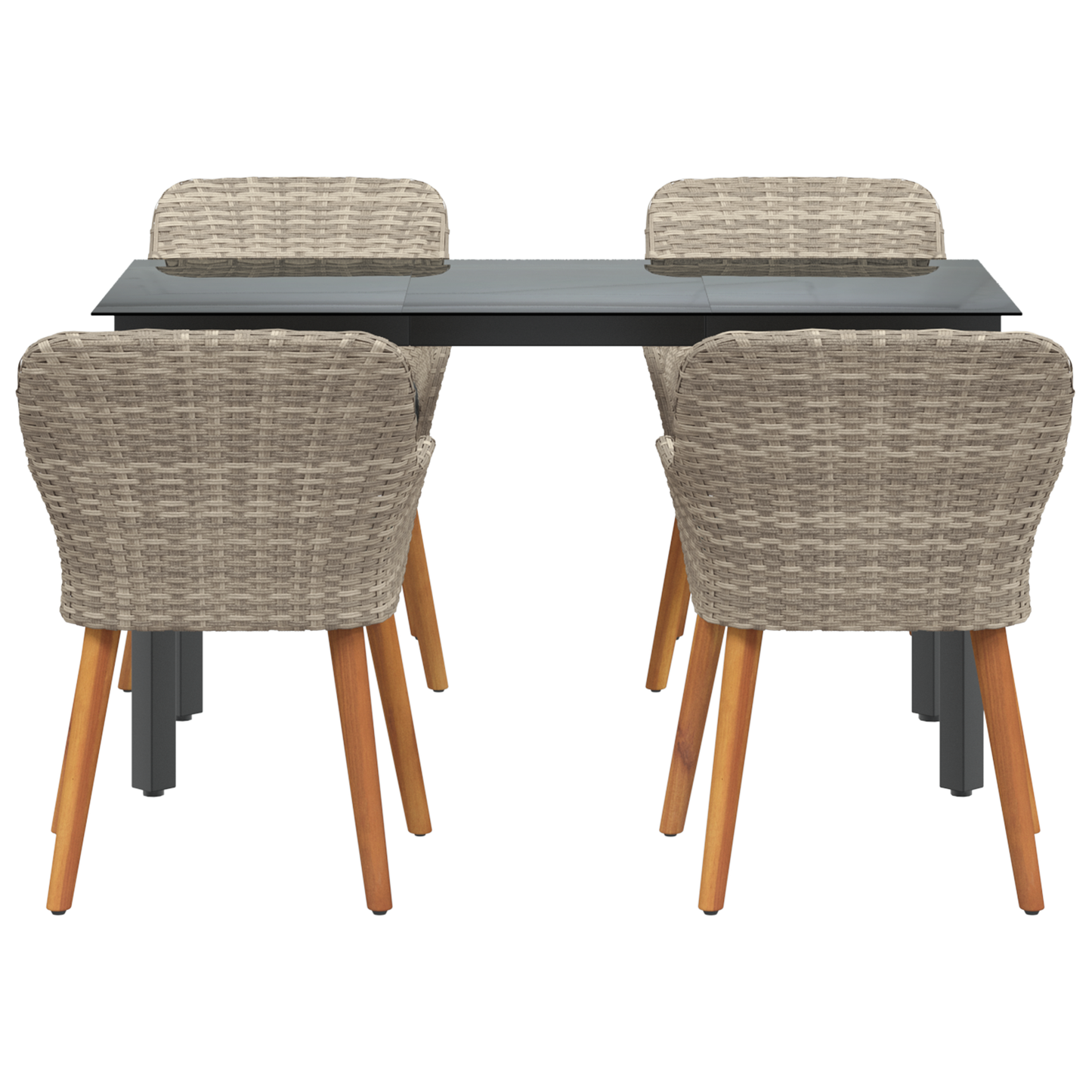 Spisestuesæt 5 Pcs Lys Grå og Sort 140 X 70 X 74 Cm - billede 7