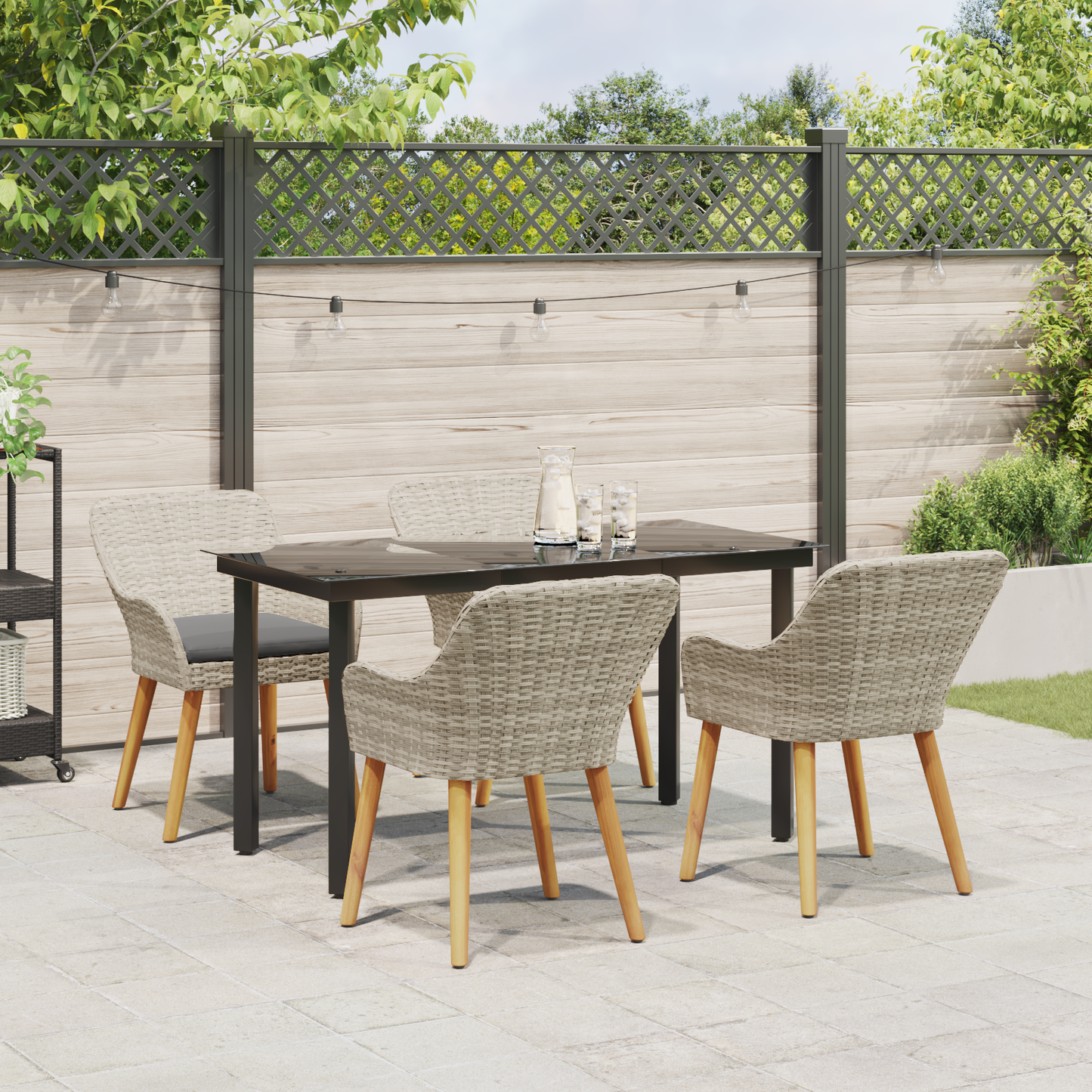 Spisestuesæt 5 Pcs Lys Grå og Sort 140 X 70 X 74 Cm - billede 4