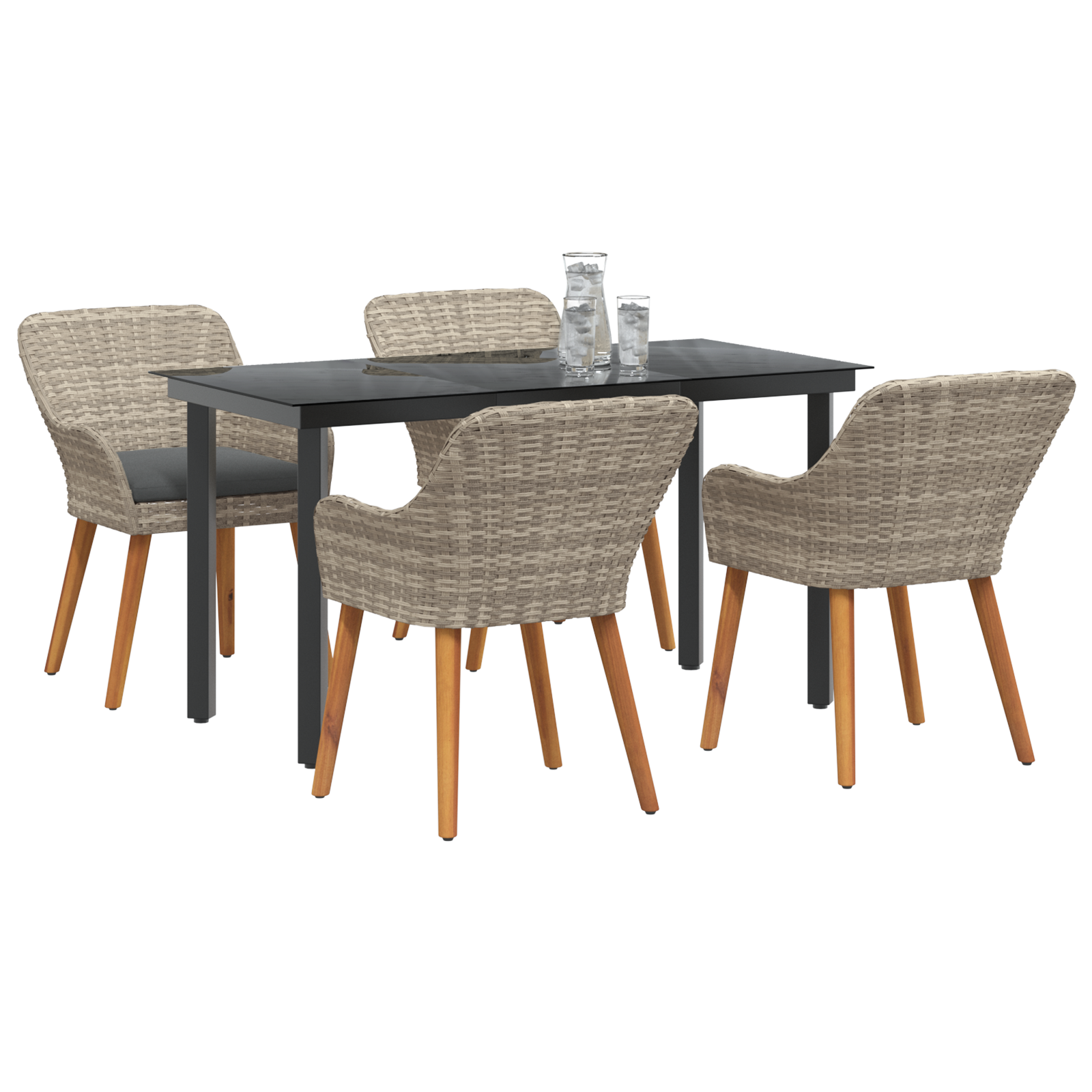 Spisestuesæt 5 Pcs Lys Grå og Sort 140 X 70 X 74 Cm - billede 3