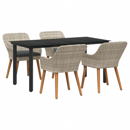 Spisestuesæt 5 Pcs Lys Grå og Sort 160 X 80 X 74 Cm - billede 2