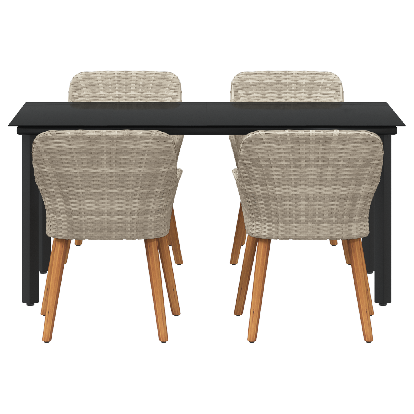 Spisestuesæt 5 Pcs Lys Grå og Sort 160 X 80 X 74 Cm - billede 8