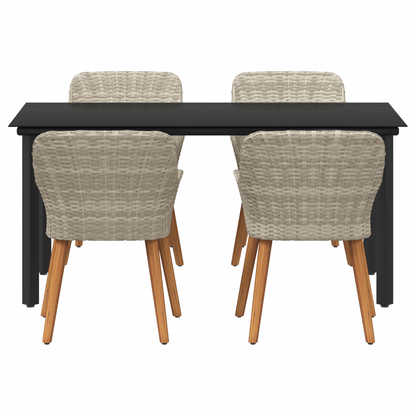 Spisestuesæt 5 Pcs Lys Grå og Sort 160 X 80 X 74 Cm - billede 8