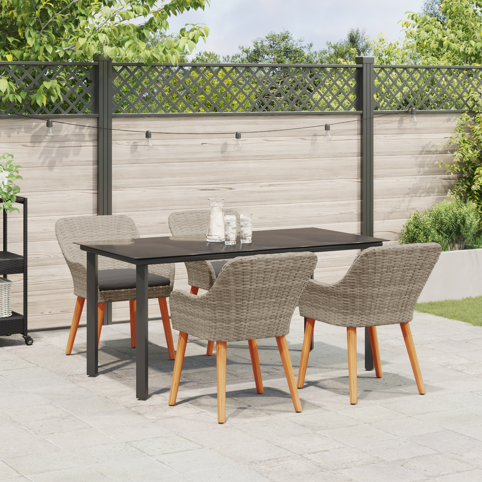 Spisestuesæt 5 Pcs Lys Grå og Sort 160 X 80 X 74 Cm - billede 4