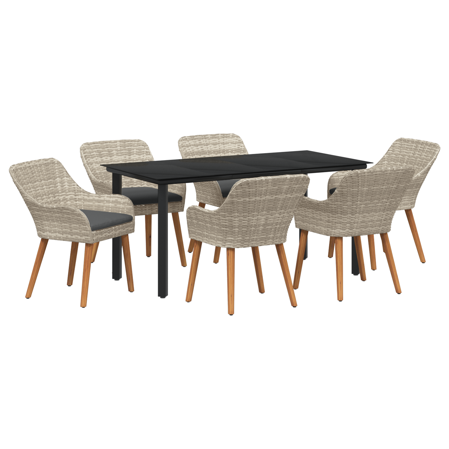 Spisestuesæt 7 Pcs Lys Grå og Sort 160 X 80 X 74 Cm - billede 2